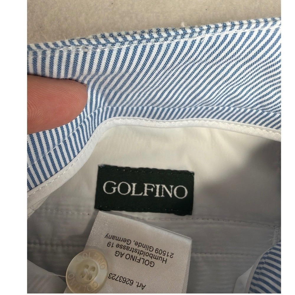Golfino Bermuda Golf Shorts Women 10 Blue White Pinstripe StretchCotton Portugal - Picture 3 of 11